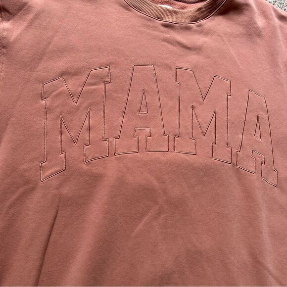 Brooklyn Grace "MAMA" Drop Shoulder Autumn Spice Orange Crewneck Sweater Large - Picture 7 of 11